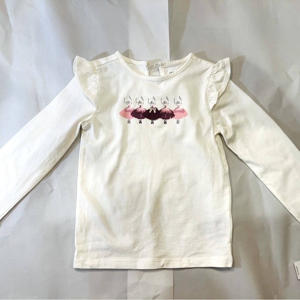 Janie and Jack Girls Size 5 White long Sleeve Shirt